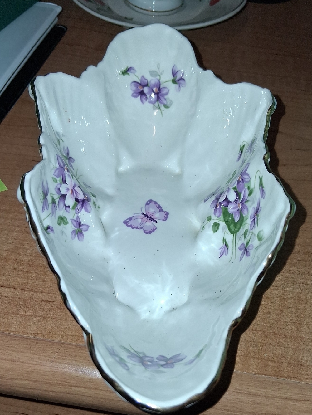 Aynsley Wild Violets fine bone china footed candy dish